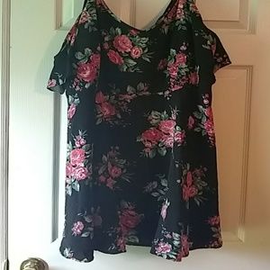 Cold shoulder floral mini dress